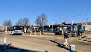 North Hanley Transit Center bus stops and MetroLink platform